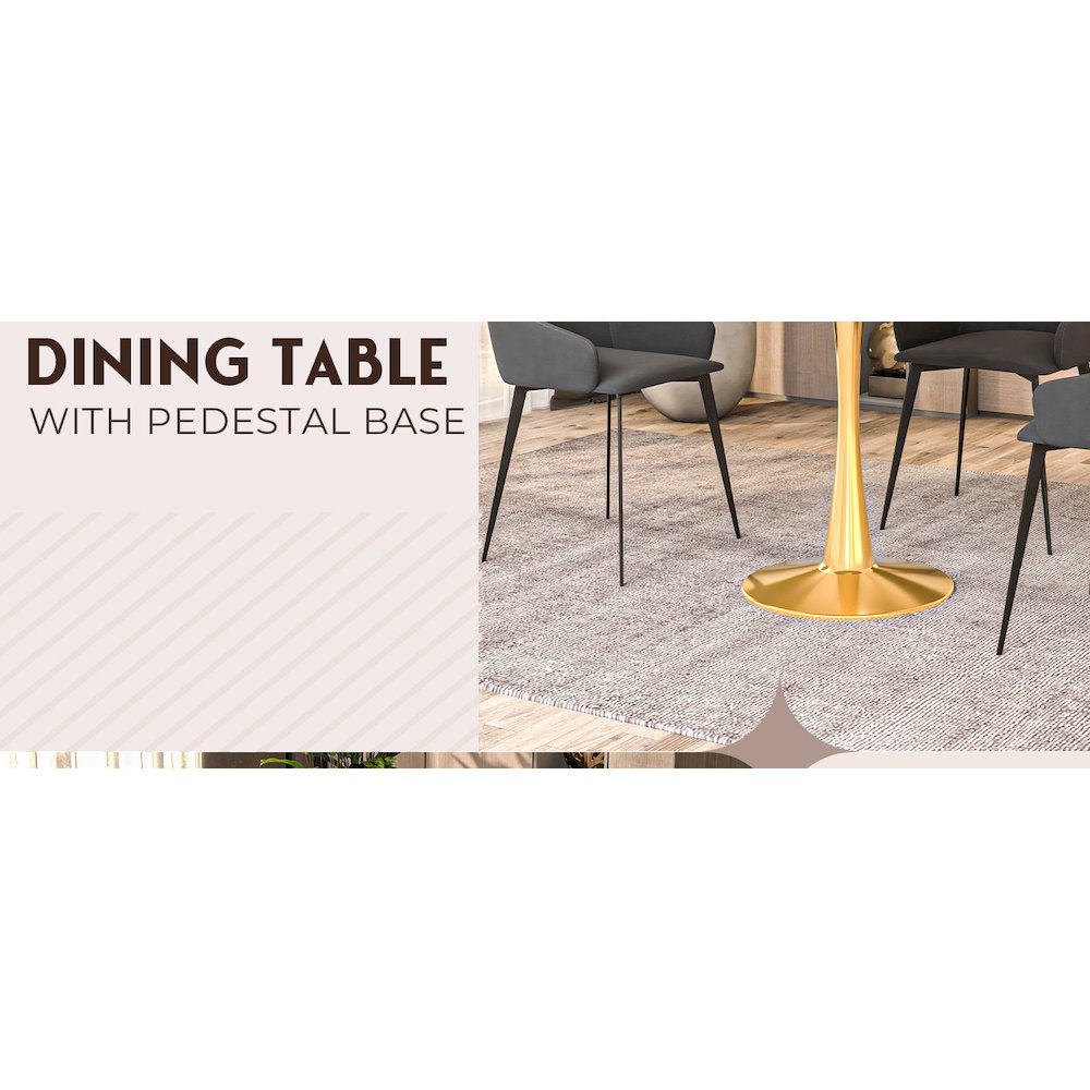 Bristol 24" round dining table Gold Base With Black Top. Picture 25