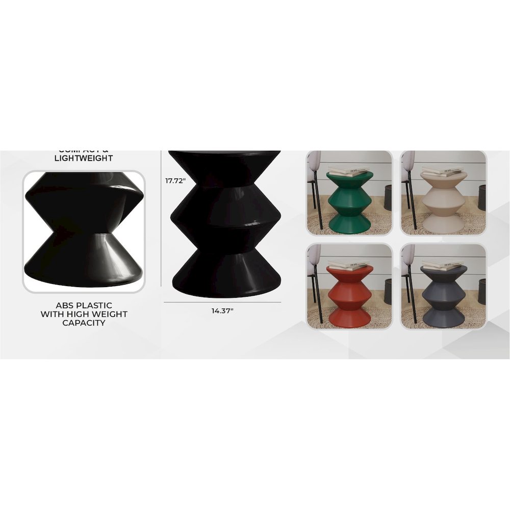 Aura Modern Plastic Side End Table, Indoor/Outdoor Use, Black. Picture 23