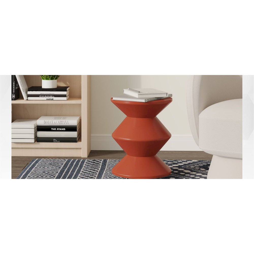 Aura Modern Plastic Side End Table, Indoor/Outdoor Use, Brown. Picture 25