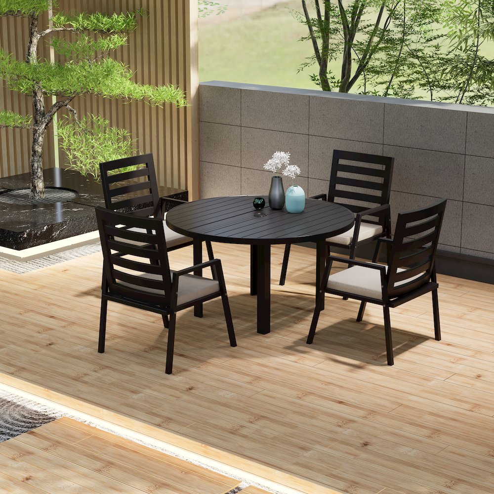 Chelsea 60″ Round Outdoor Aluminum Dining Table for Patio. Picture 11