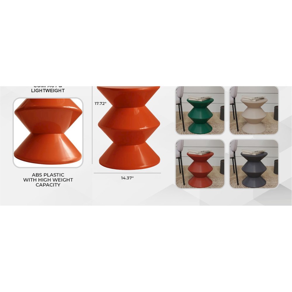 Aura Modern Plastic Side End Table, Indoor/Outdoor Use, Brown. Picture 21