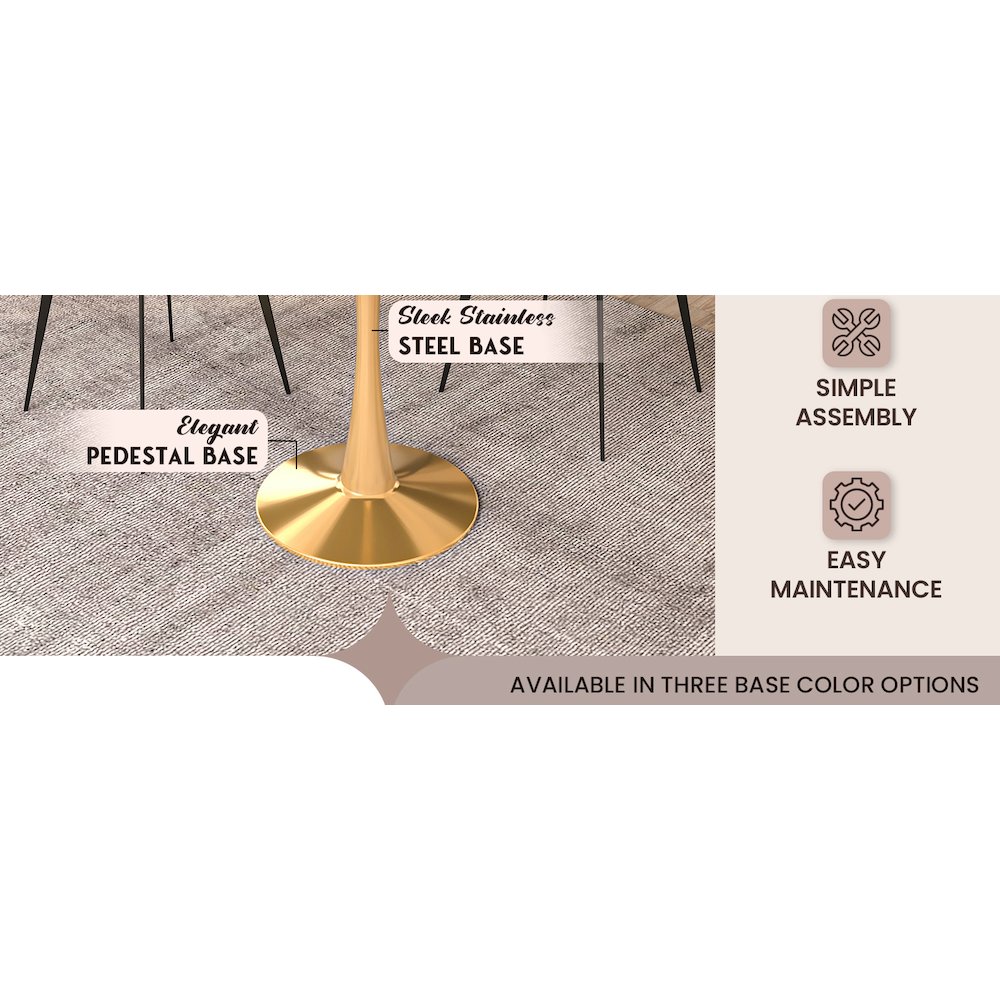 Bristol 24" round dining table Gold Base With White Top. Picture 37