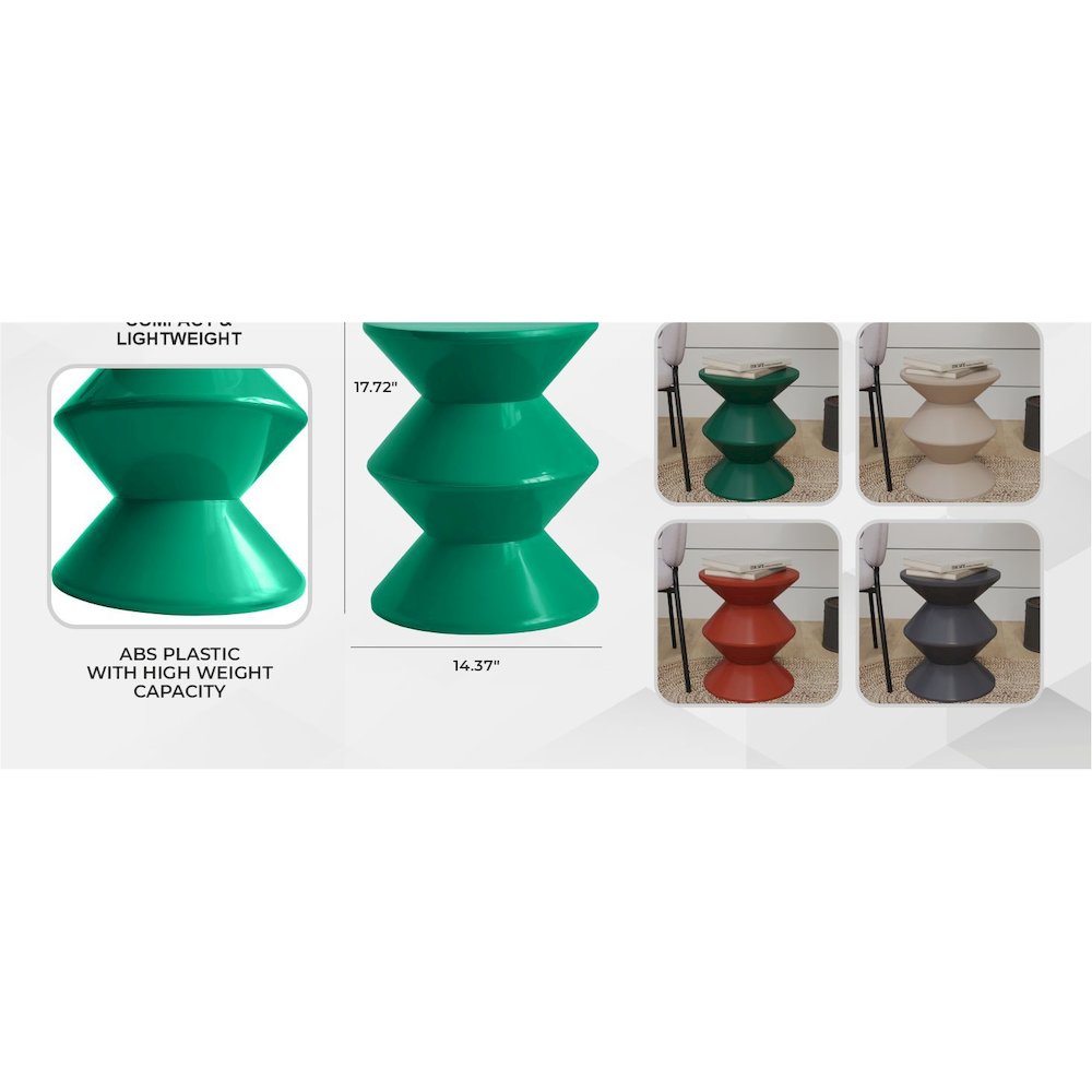 Aura Modern Plastic Side End Table, Indoor/Outdoor Use, Green. Picture 20