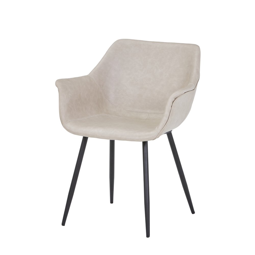 Markley Modern Leather Dining Arm Chair With Metal Legs. Picture 5
