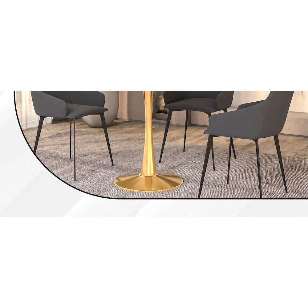 Bristol 27" round dining table Gold base with marbled MDF top. Picture 35
