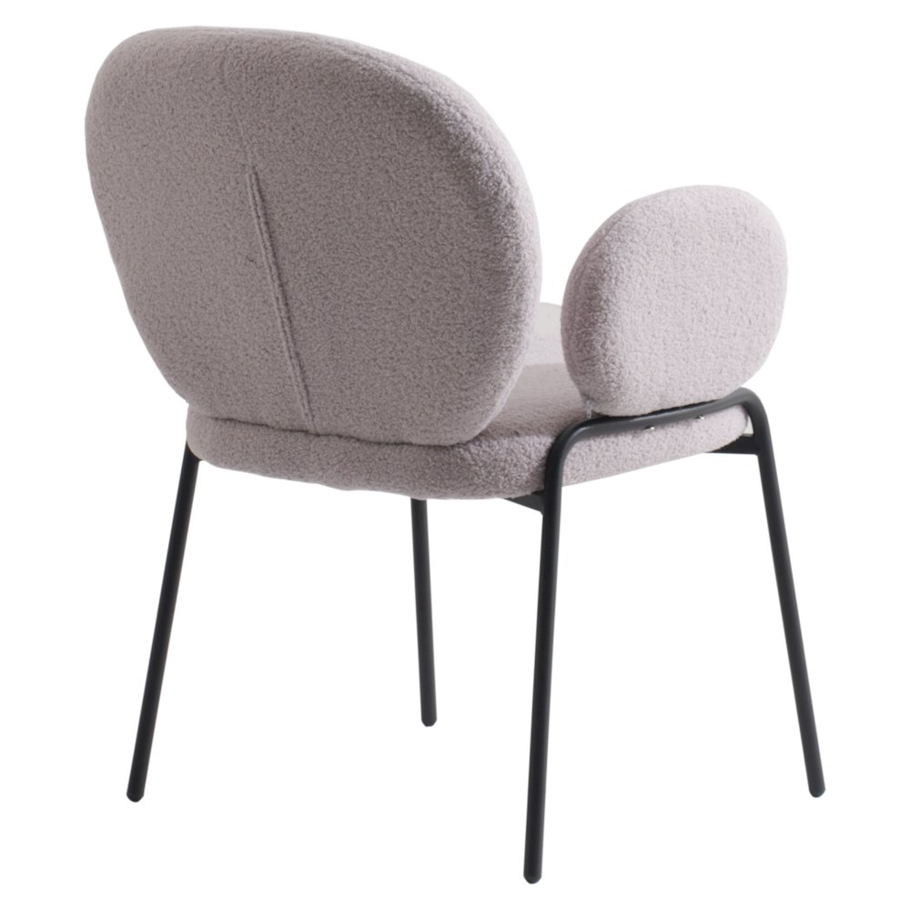 Celestial Series Boucle Dining Arm Chair, Black Frame with Grey Fabric Set of 2. Picture 5