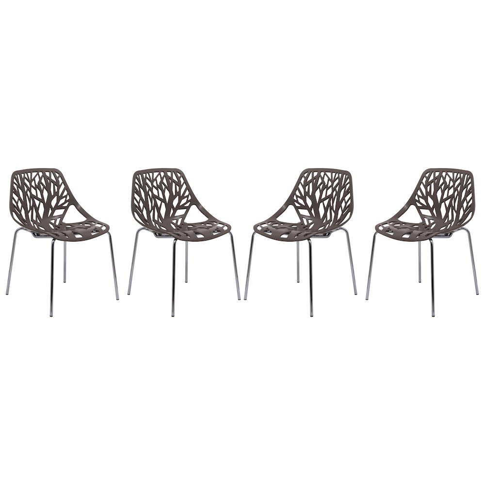 Modern Asbury Dining Chair w/ Chromed Legs, Set of 4. Picture 1