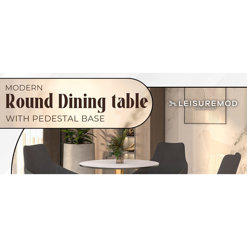 Bristol 27" round dining table Gold Base With White Top. Picture 26