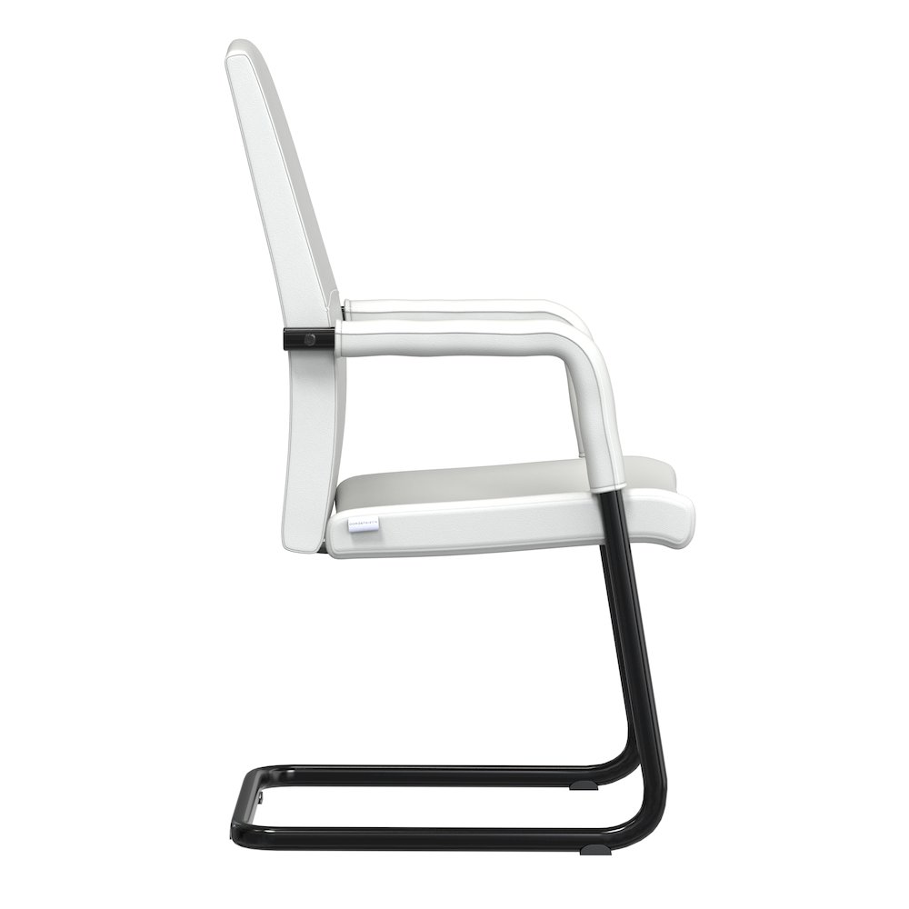 Evander Office Guest Chair in White Leather. Picture 15
