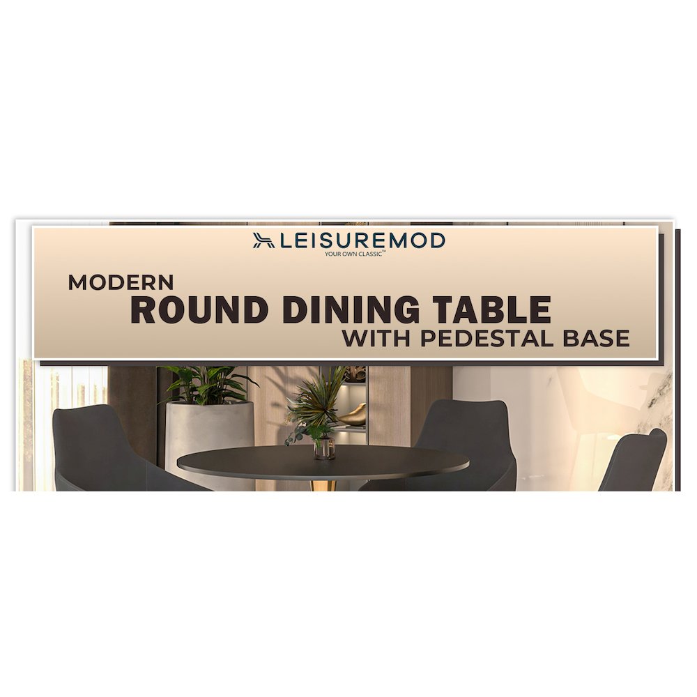 Bristol 31" round dining table Gold Base With Black Top. Picture 23