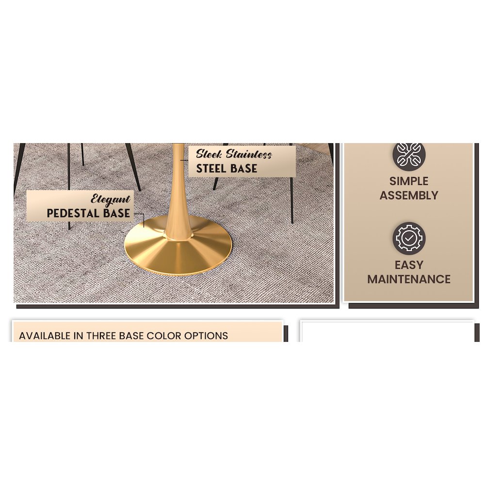 Bristol 31" round dining table Gold Base With Black Top. Picture 26