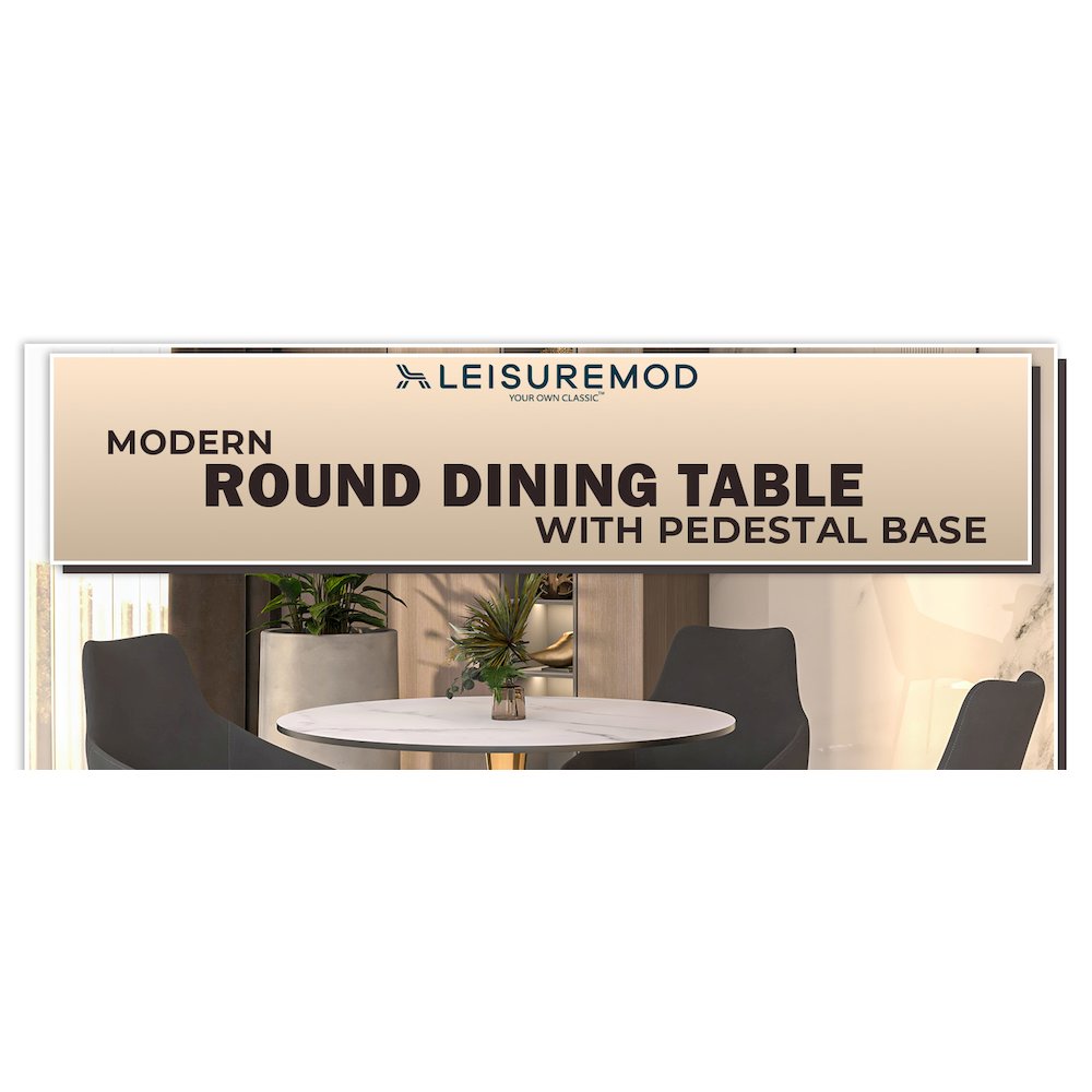 Bristol 31" round dining table Gold base with marbled MDF top. Picture 33