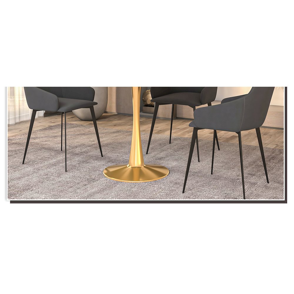 Bristol 31" round dining table Gold base with marbled MDF top. Picture 36