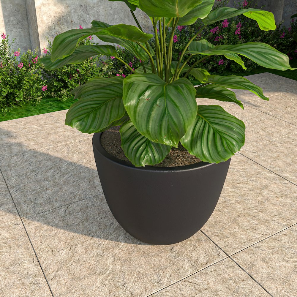Dahlia Series Poly Stone Planter in Black 17.5 Dia, 13.6 High. Picture 11