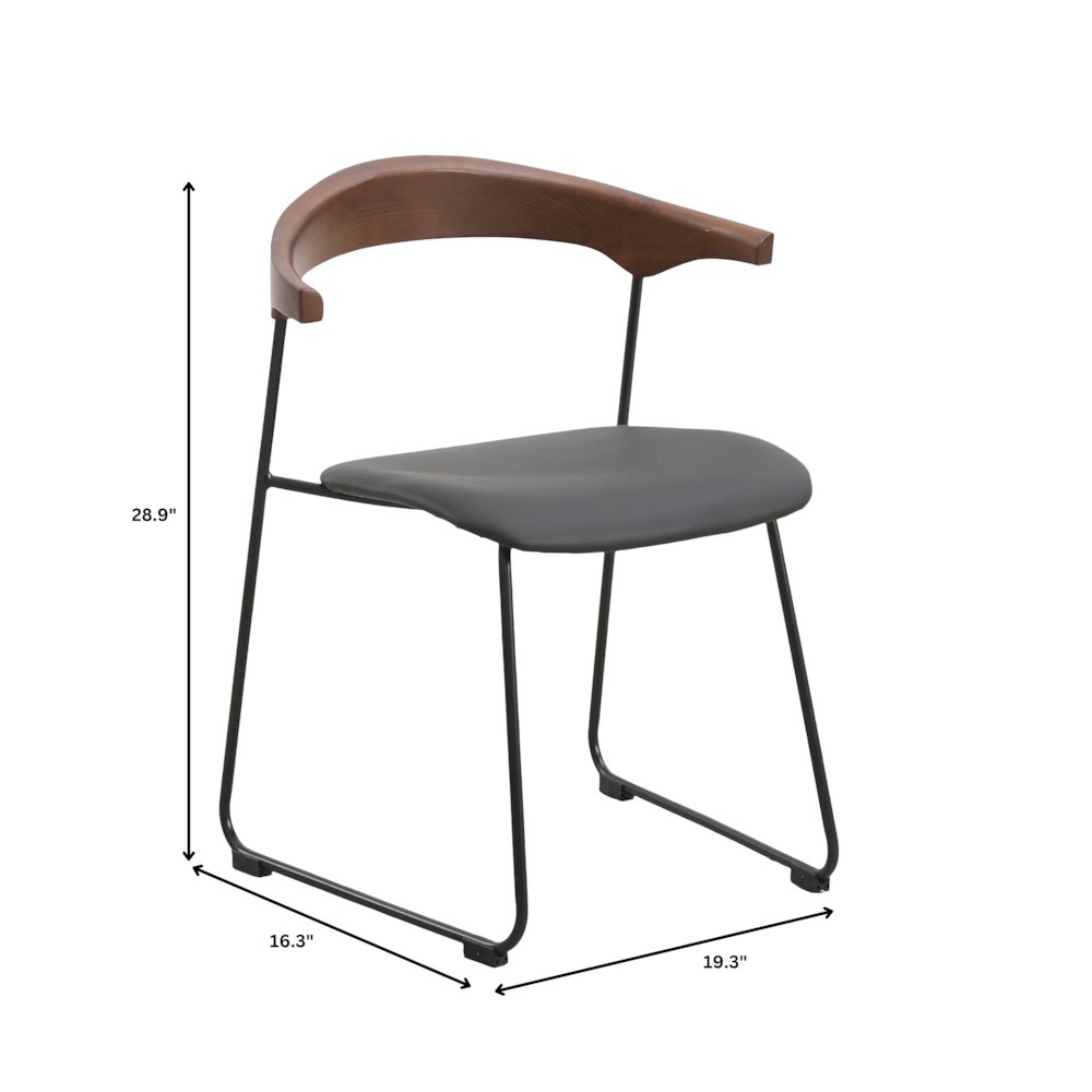 Lyra Collection Modern Chair in Black Walnut Color back and Black Seat. Picture 17