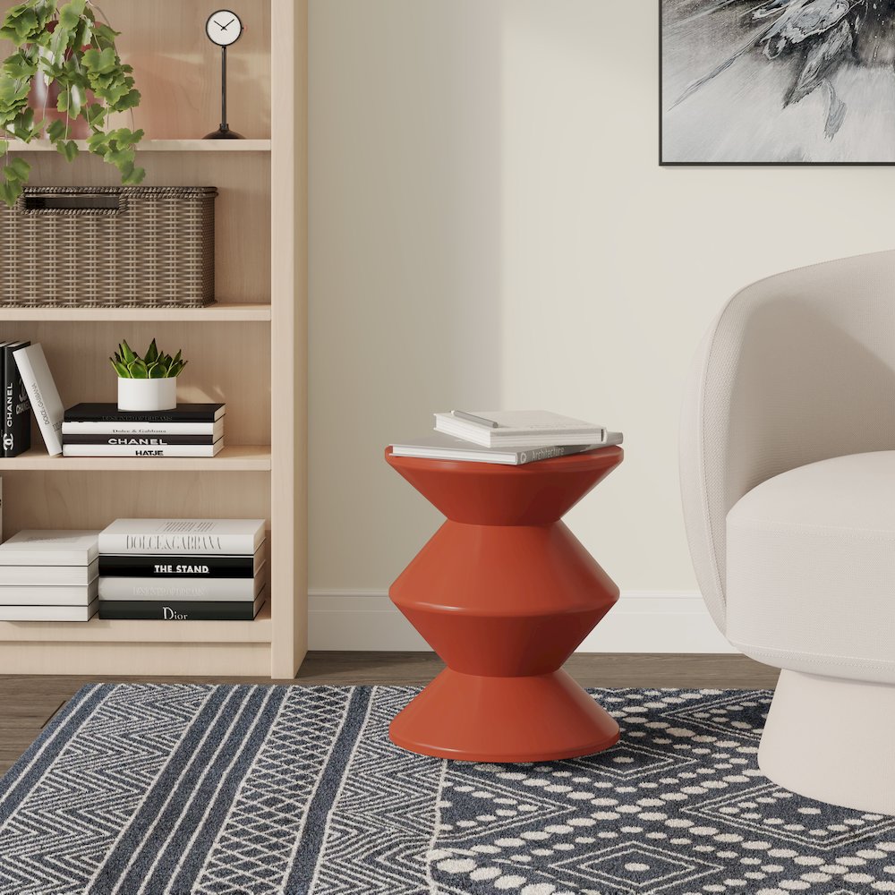 Aura Modern Plastic Side End Table, Indoor/Outdoor Use, Brown. Picture 16