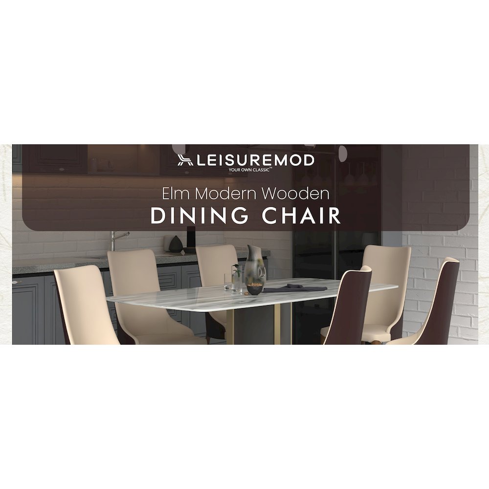 Elm Collection Modern Wooden Dining Chair In Brown. Picture 9