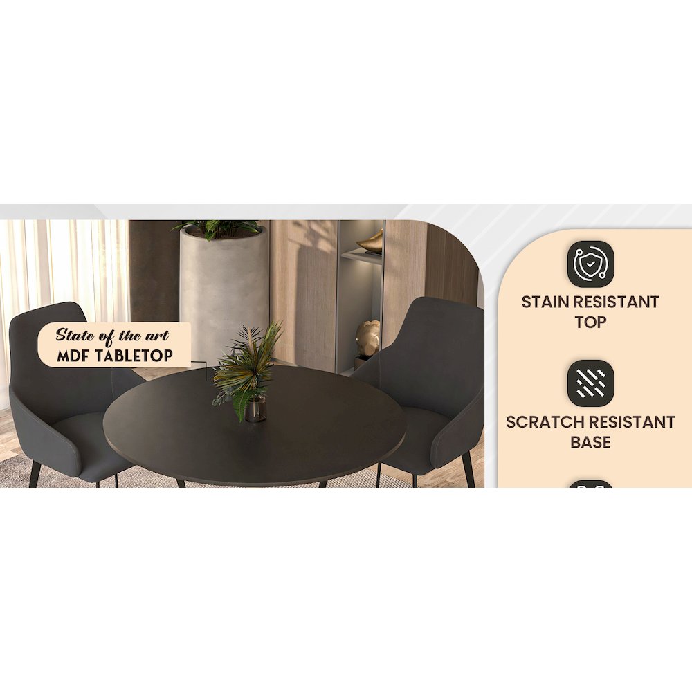 Bristol 35" round dining table Gold Base With Black Top. Picture 19