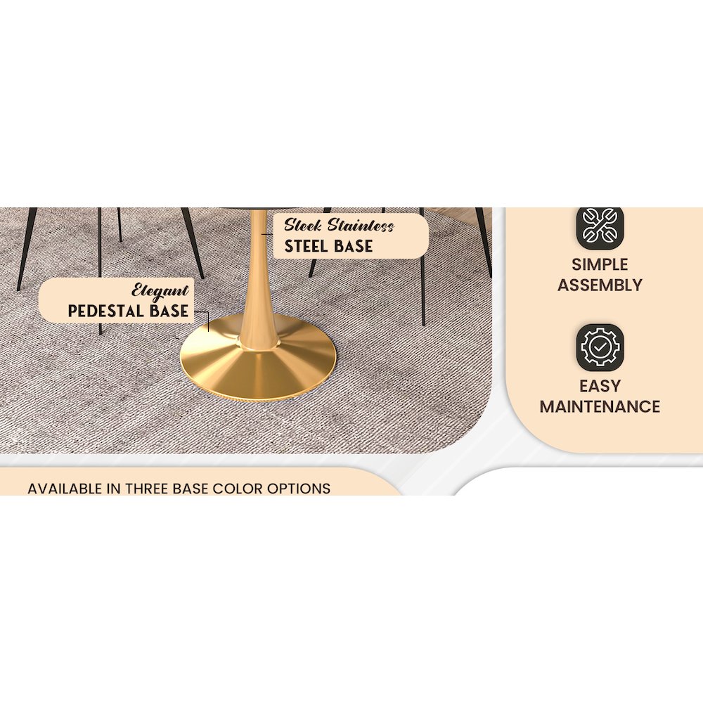 Bristol 35" round dining table Gold Base With Black Top. Picture 20