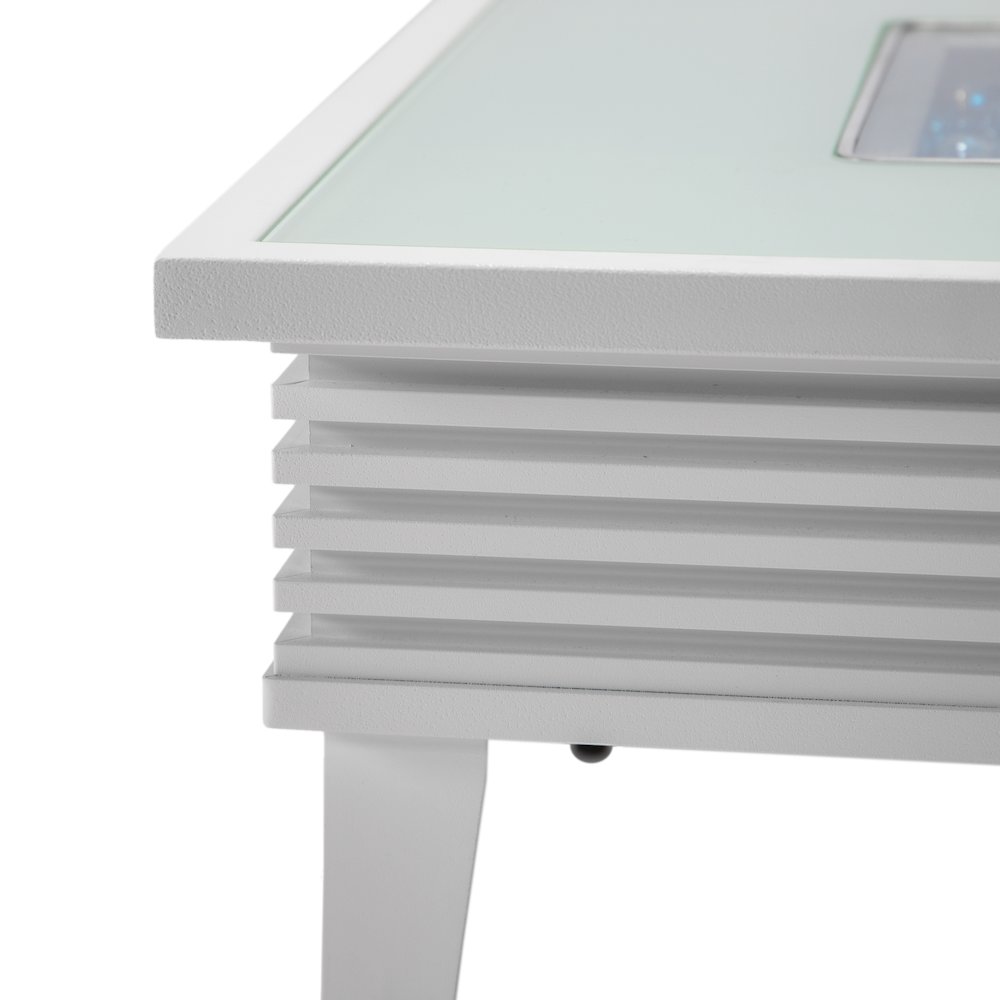 Walbrooke Patio Square Fire Pit and Tank Holder with Slats Design in White. Picture 13