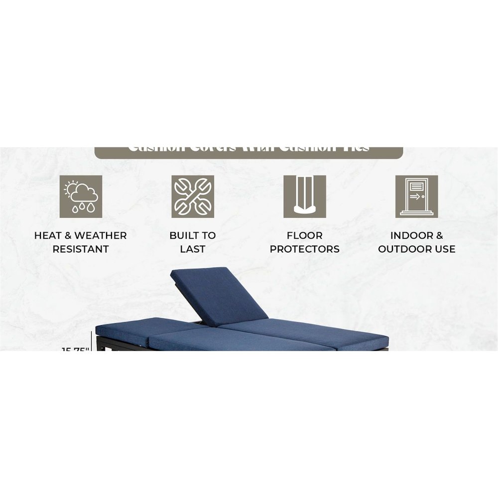 Chelsea Convertible Lounge Reclining Double Chaise With Cushions. Picture 58