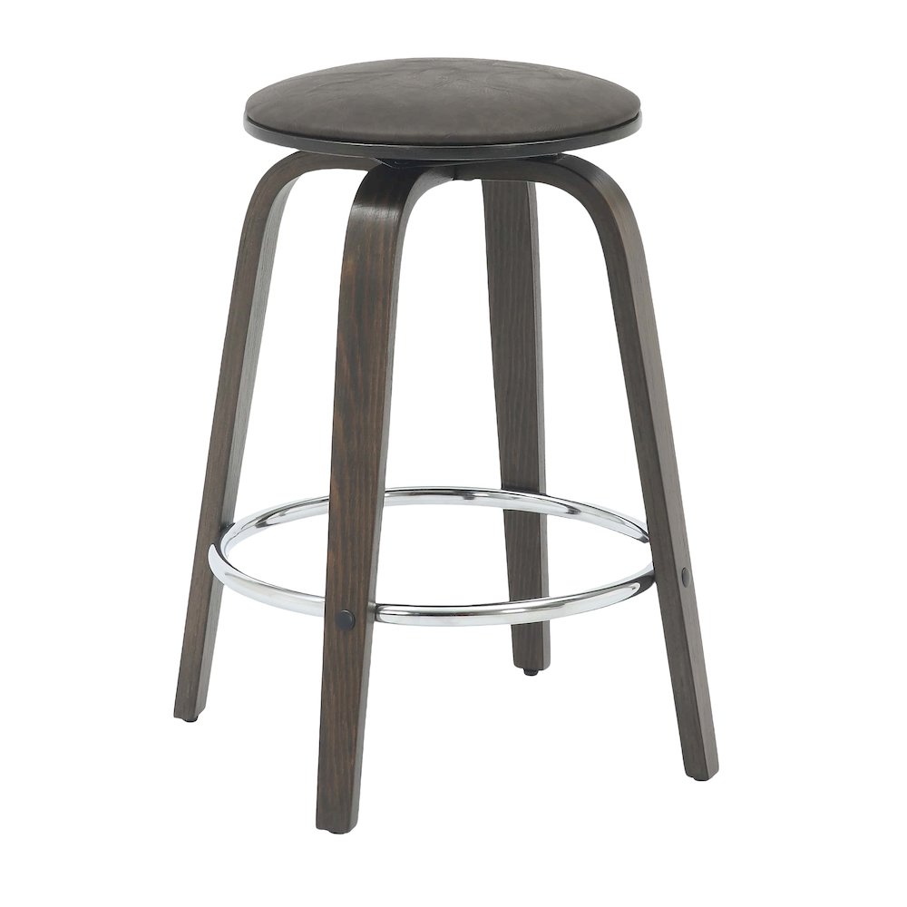 Wooden Counter Stool Pelya Collection Modern Style Walnut Glazed color in Brown. Picture 10