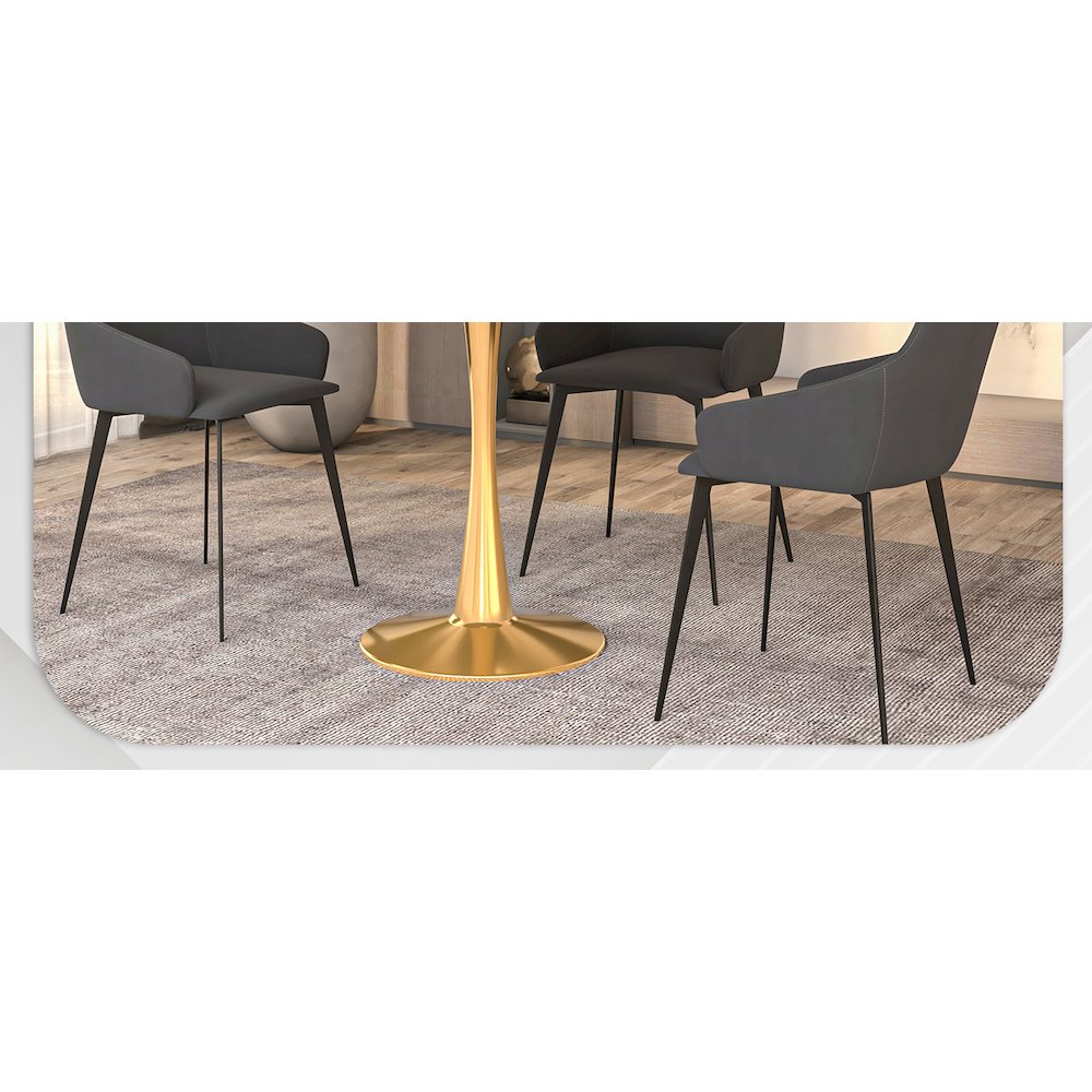 Bristol 35" round dining table Gold Base With White Top. Picture 21