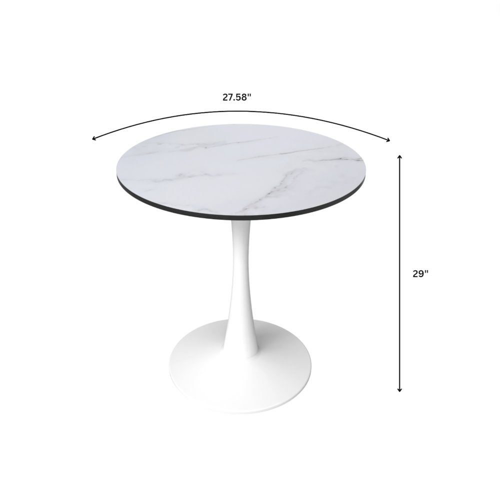 Leisyremod Bristol 27" Round Dining Table White base with White top. Picture 28