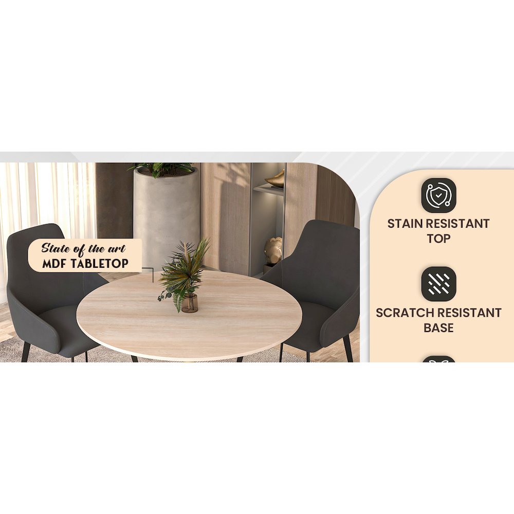 Bristol 35" round dining table Gold Base With Natural Wood Top. Picture 18