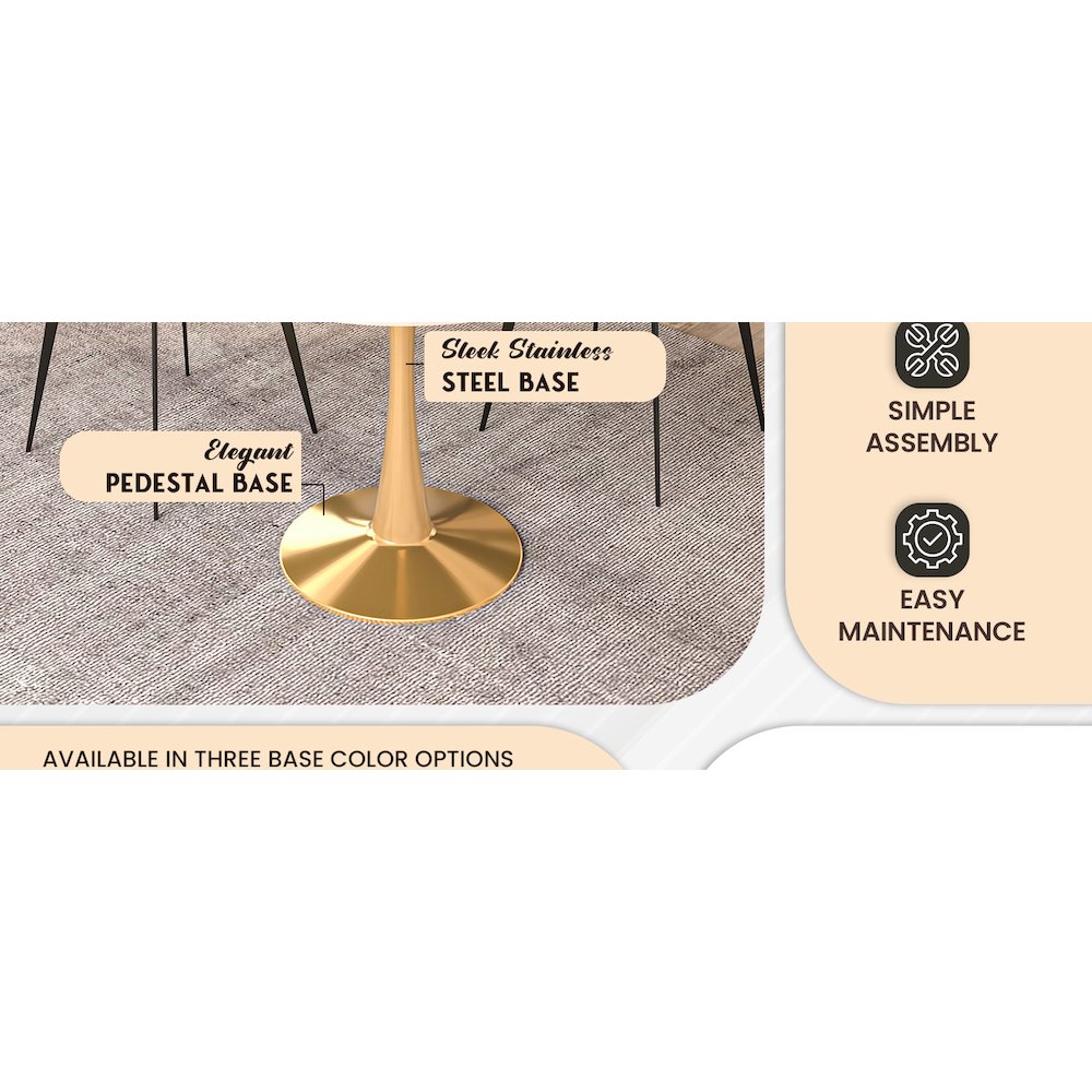 Bristol 35" round dining table Gold Base With Natural Wood Top. Picture 19