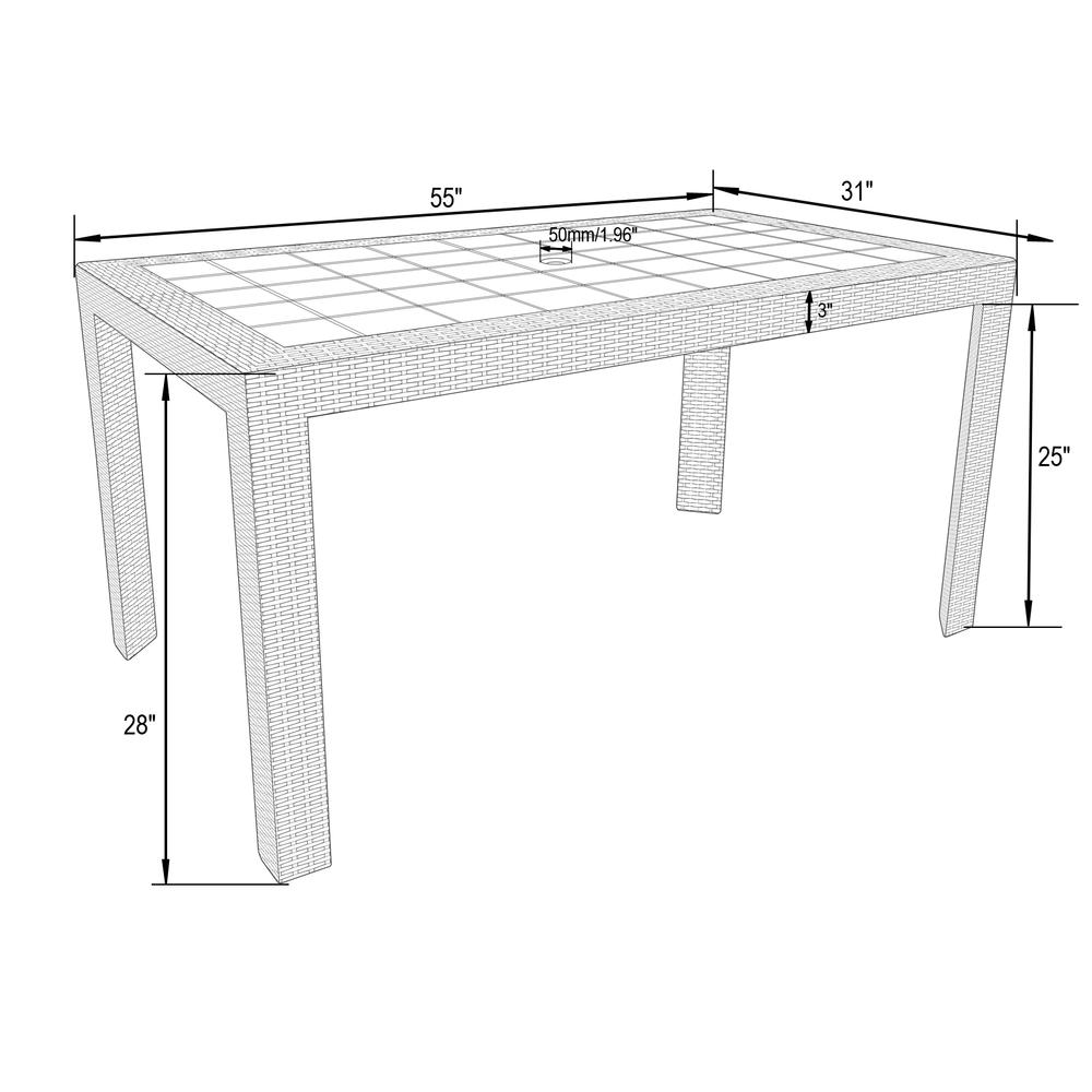 Mace 7-Piece Outdoor Dining Set with Rectangular Table and Stackable Chairs. Picture 10
