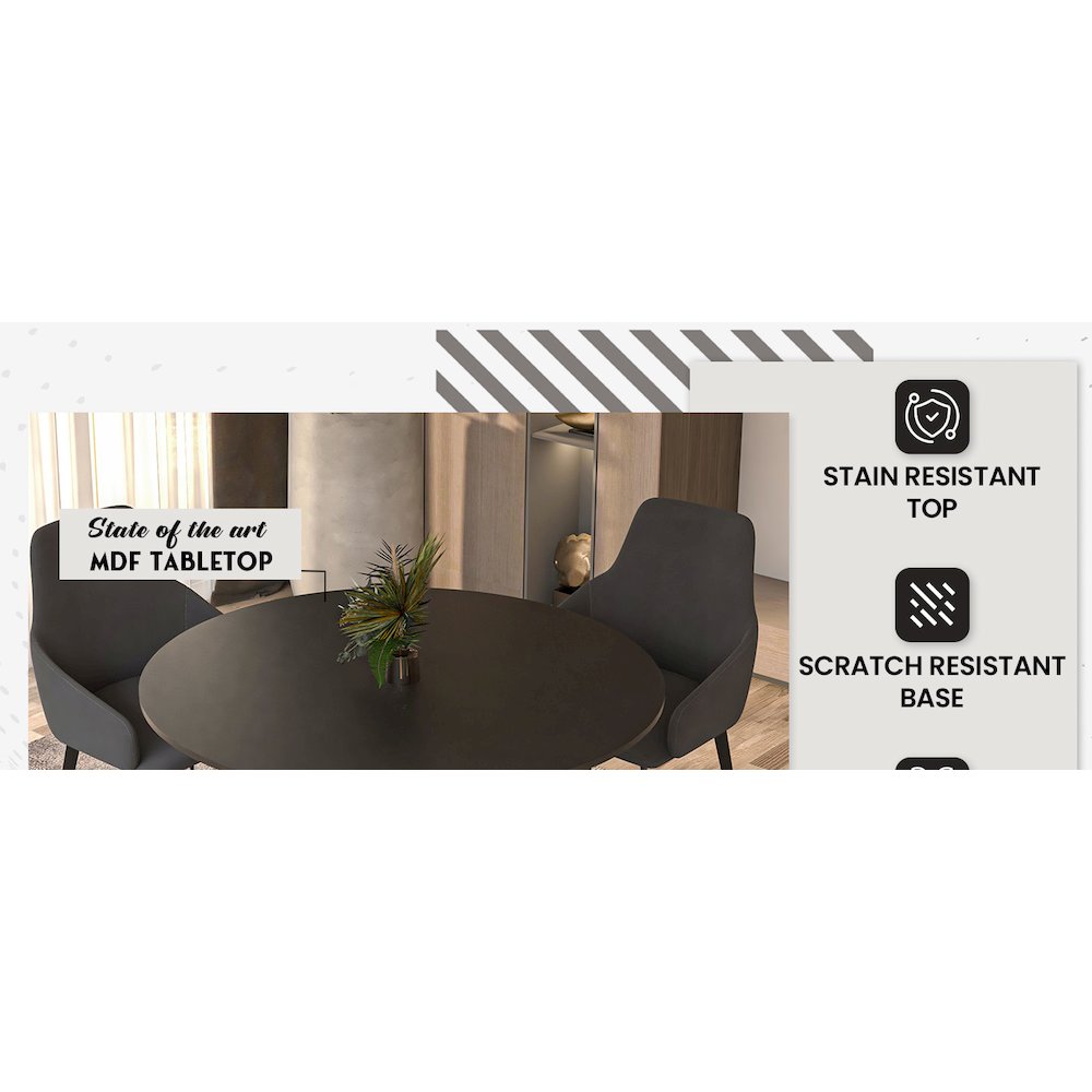Bristol 40" round dining table Gold Base With Black Top. Picture 19