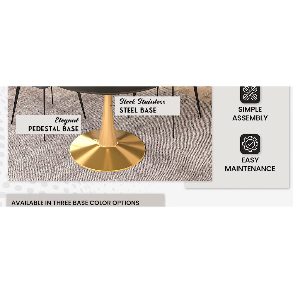 Bristol 40" round dining table Gold Base With Black Top. Picture 20