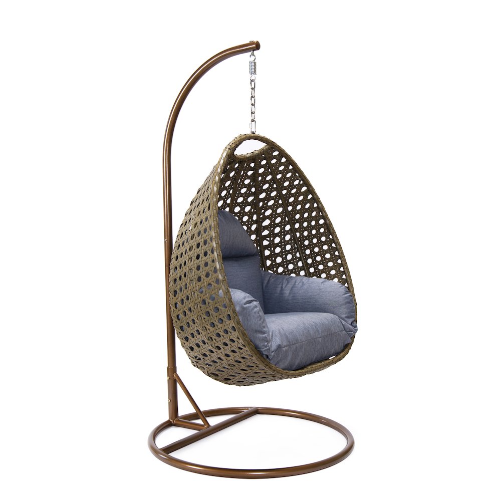 Beige Wicker Hanging Egg Swing Chair. Picture 2