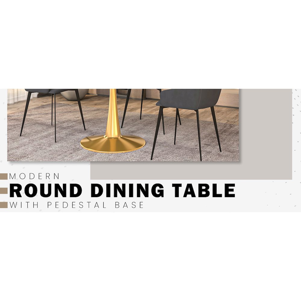 Bristol 40" round dining table Gold Base With White Top. Picture 30
