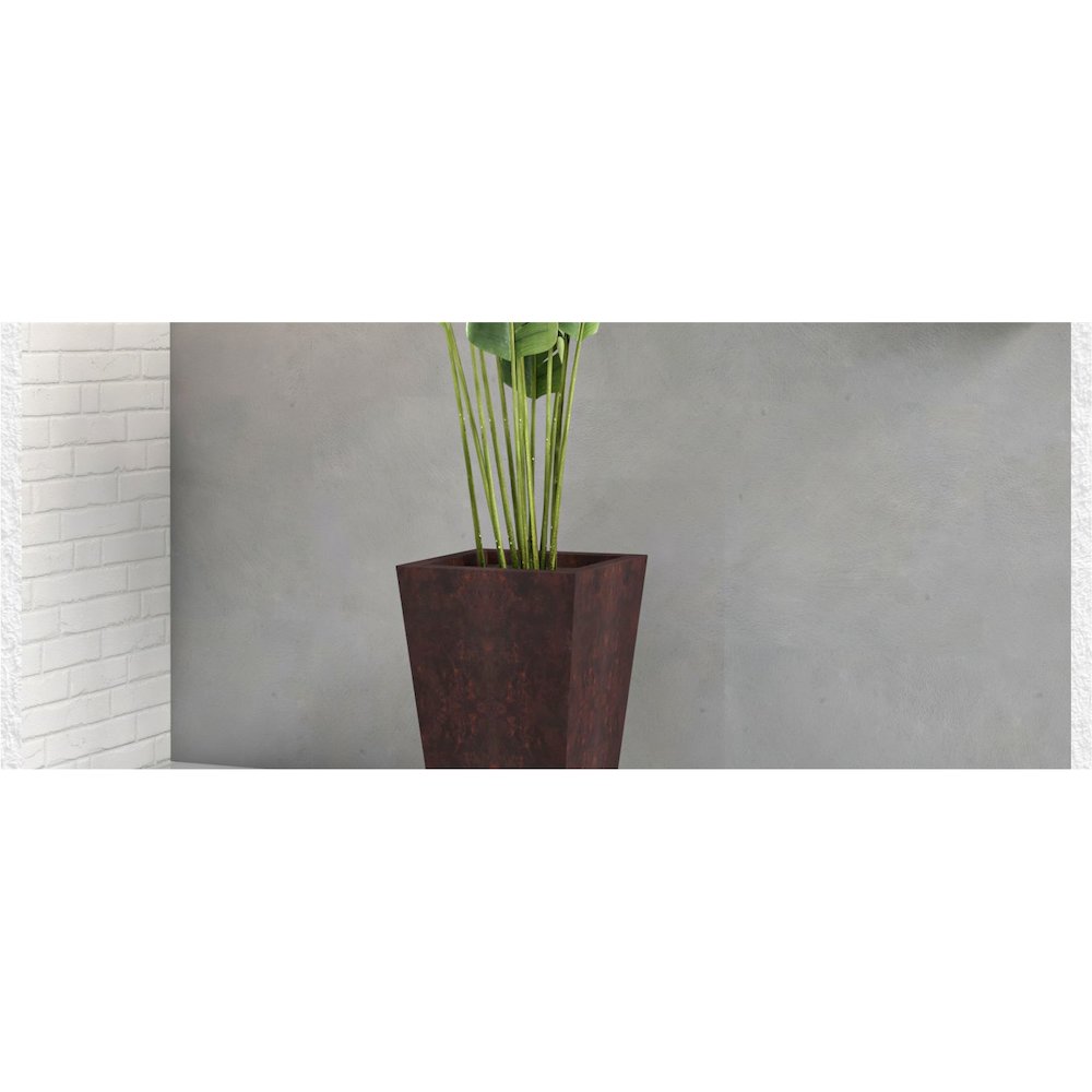 Serene Series Poly Stone Square Planter in Brown 14x14, 21 High. Picture 14