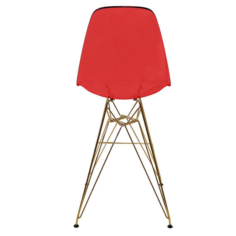 Cresco Counter Height Chair With Eiffel Gold Base In Transparent Red. Picture 6