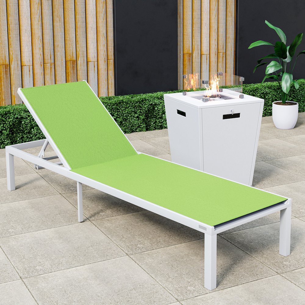 Marlin Modern White Aluminum Outdoor Patio Chaise Lounge Chair. Picture 9