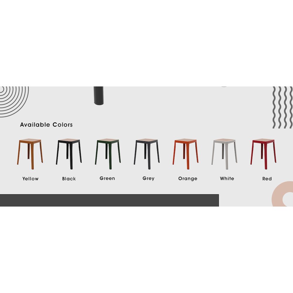 Tresse Series Stackable Poly Stool With Wicker Top 12 in Black. Picture 14