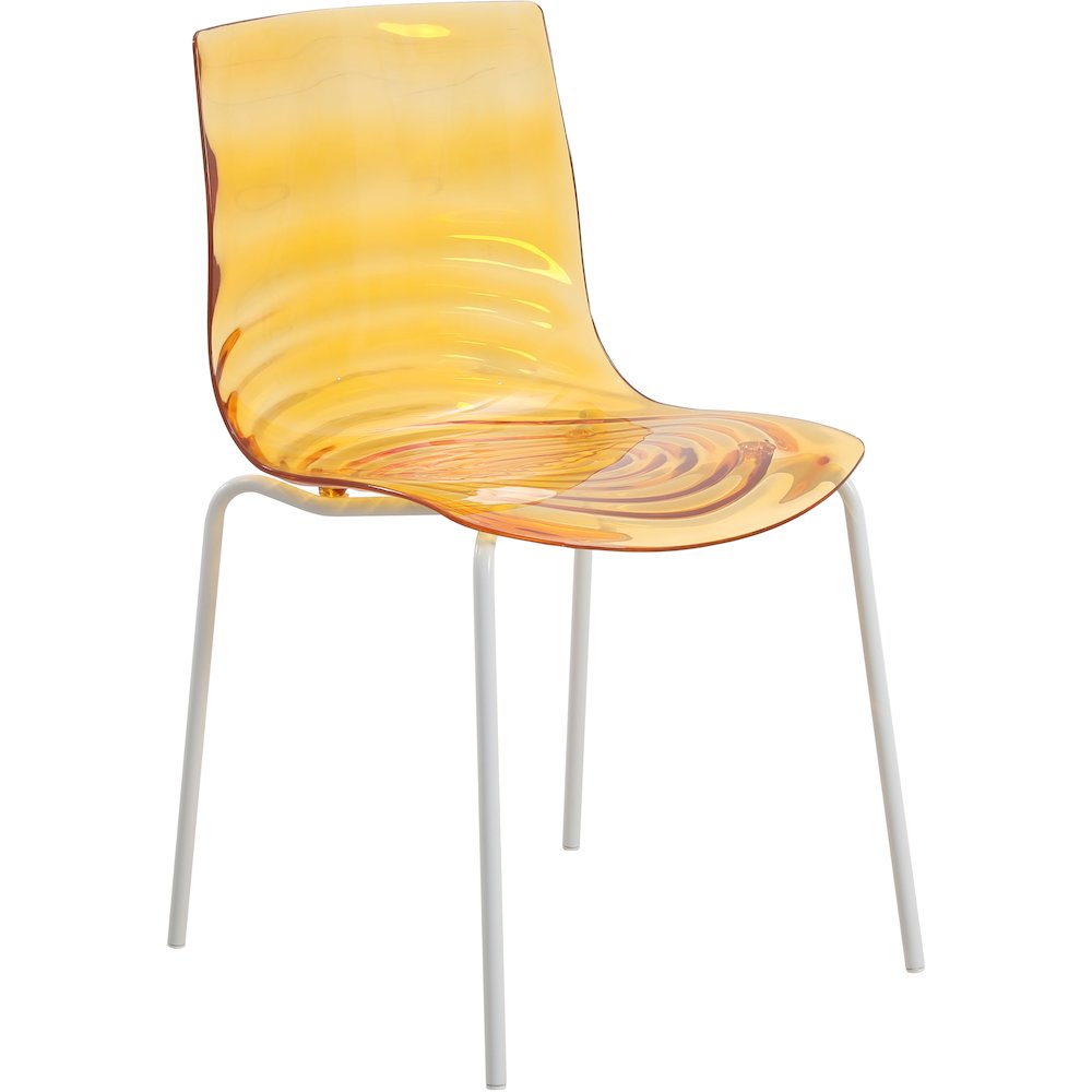 Astor Water Ripple Design Dining Chair in White Base Orange Seat. Picture 2