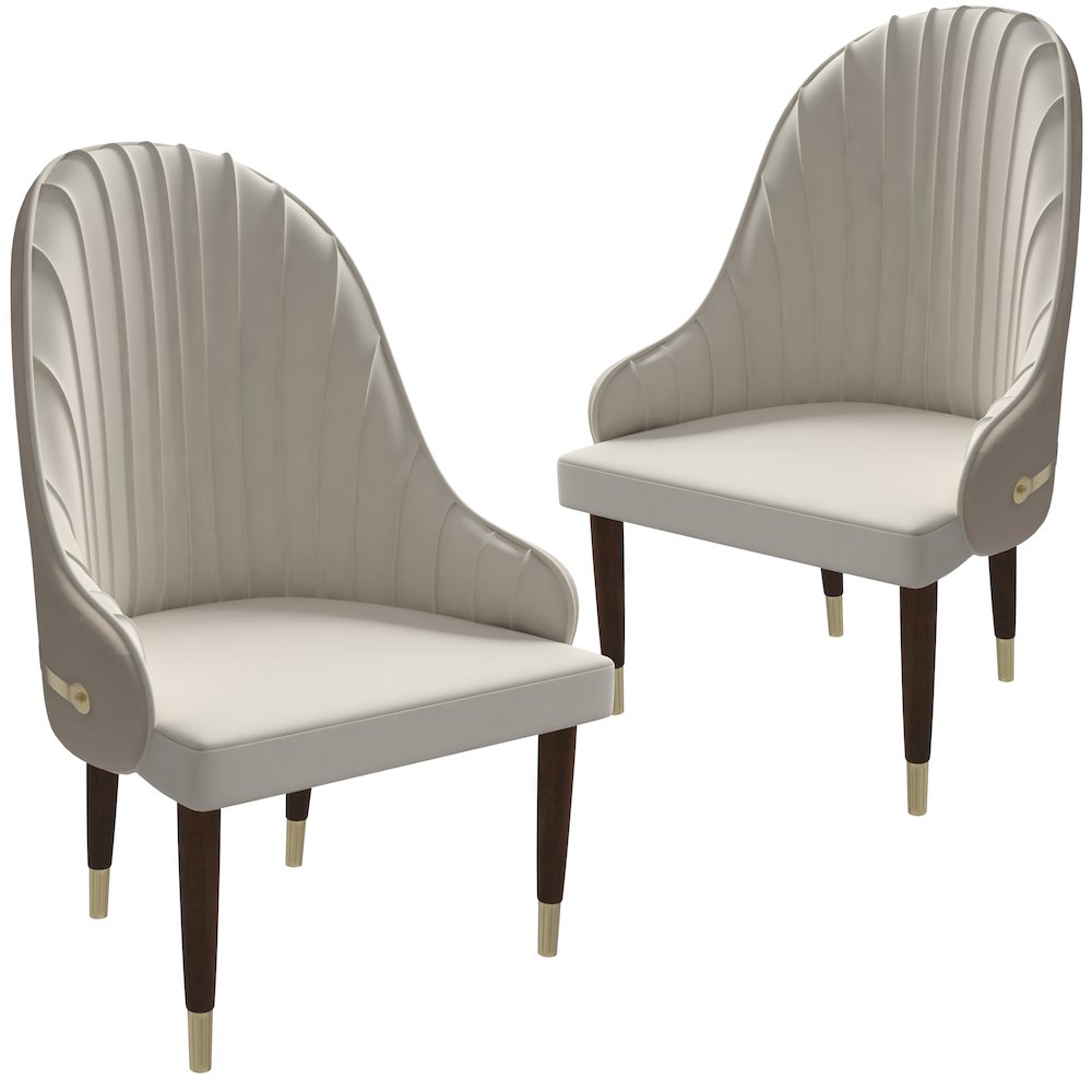 Elara Collection Wooden Dining Chair in Cream Set of 2. Picture 4
