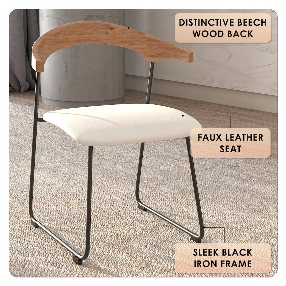 Lyra Collection Modern Chair in Natural Wood back and White Seat. Picture 19