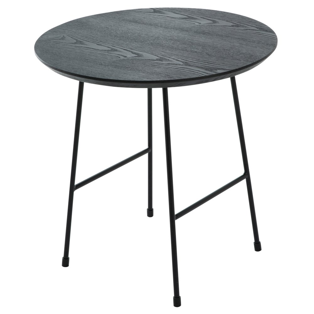 Rossmore Mid Century Modern Round Side Table With Black Steel Frame. Picture 24