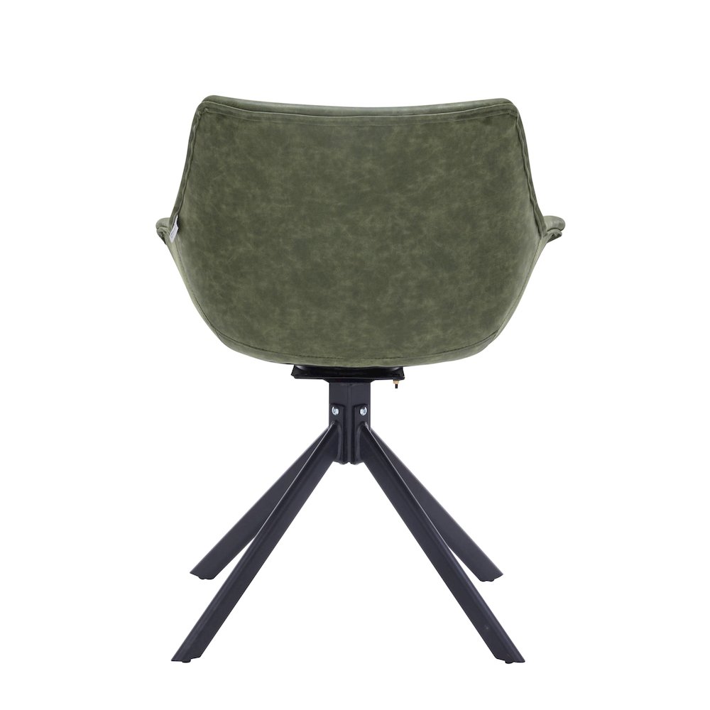 Markley Modern Leather Dining Swival Arm Chair in Green. Picture 10