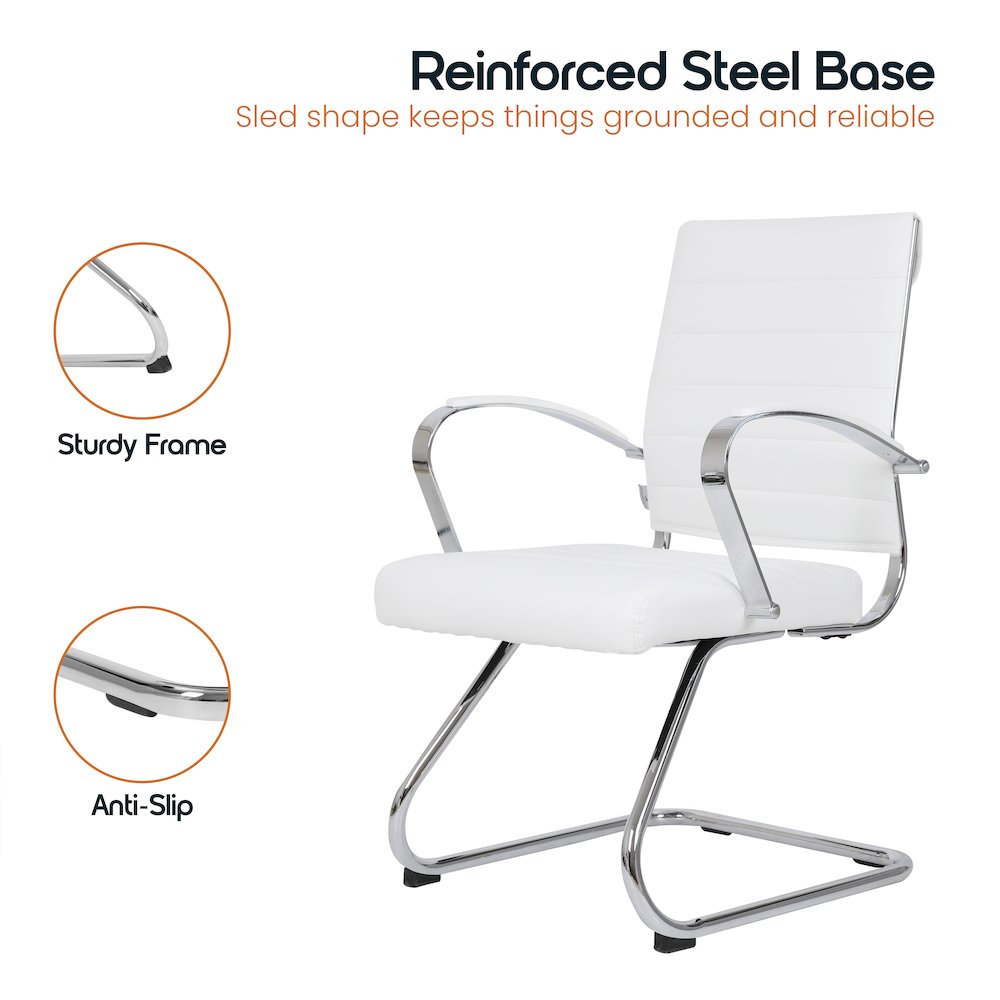 Benmar Home Leather Guest Office Chair in White. Picture 16
