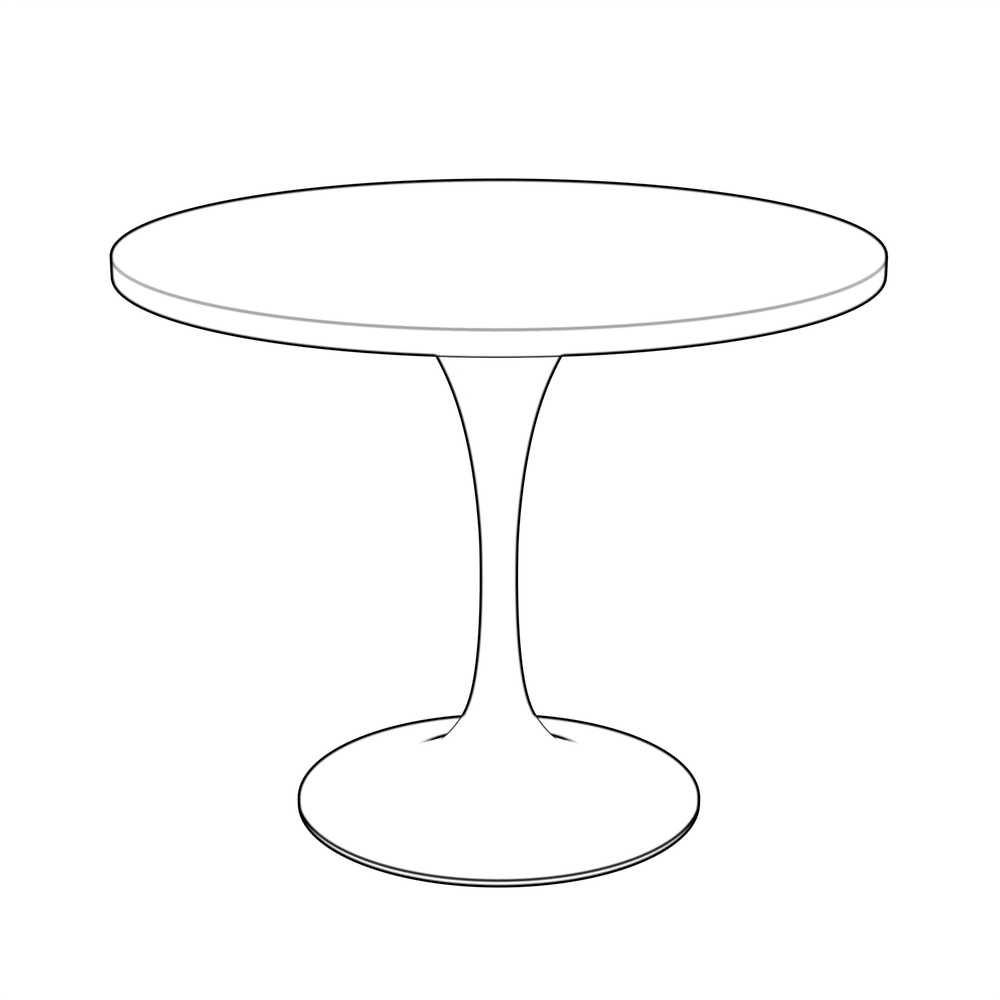 36 Round Dining Table, White Base with Sintered Stone White Top. Picture 7