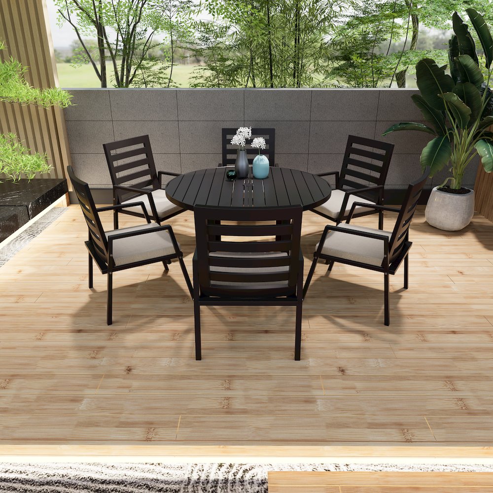Chelsea 60″ Round Outdoor Aluminum Dining Table for Patio. Picture 27