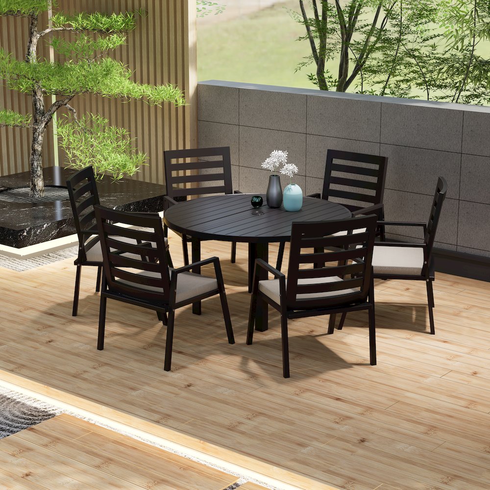 Chelsea 60″ Round Outdoor Aluminum Dining Table for Patio. Picture 28