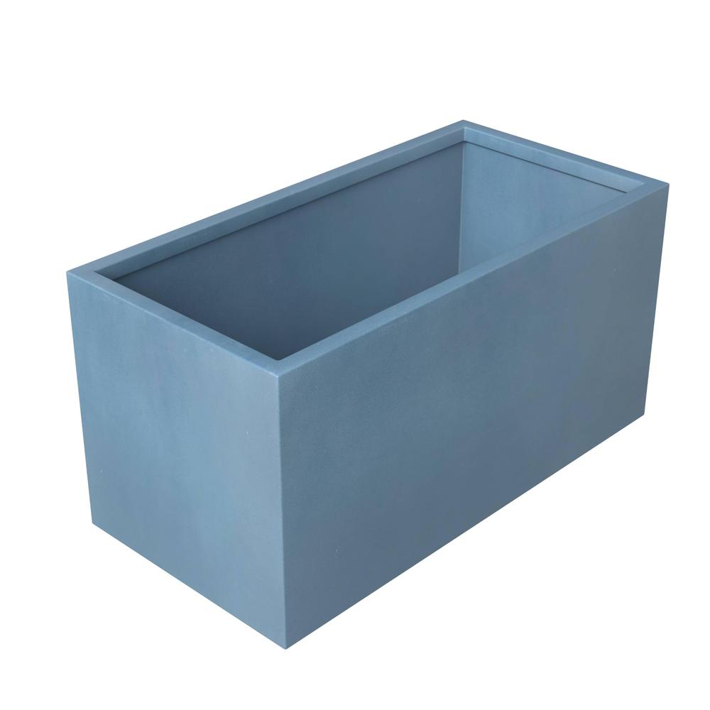 Bloom Series Poly Stone Planter 11.8" , 23.6" Long In Black Aged Concrete. Picture 4