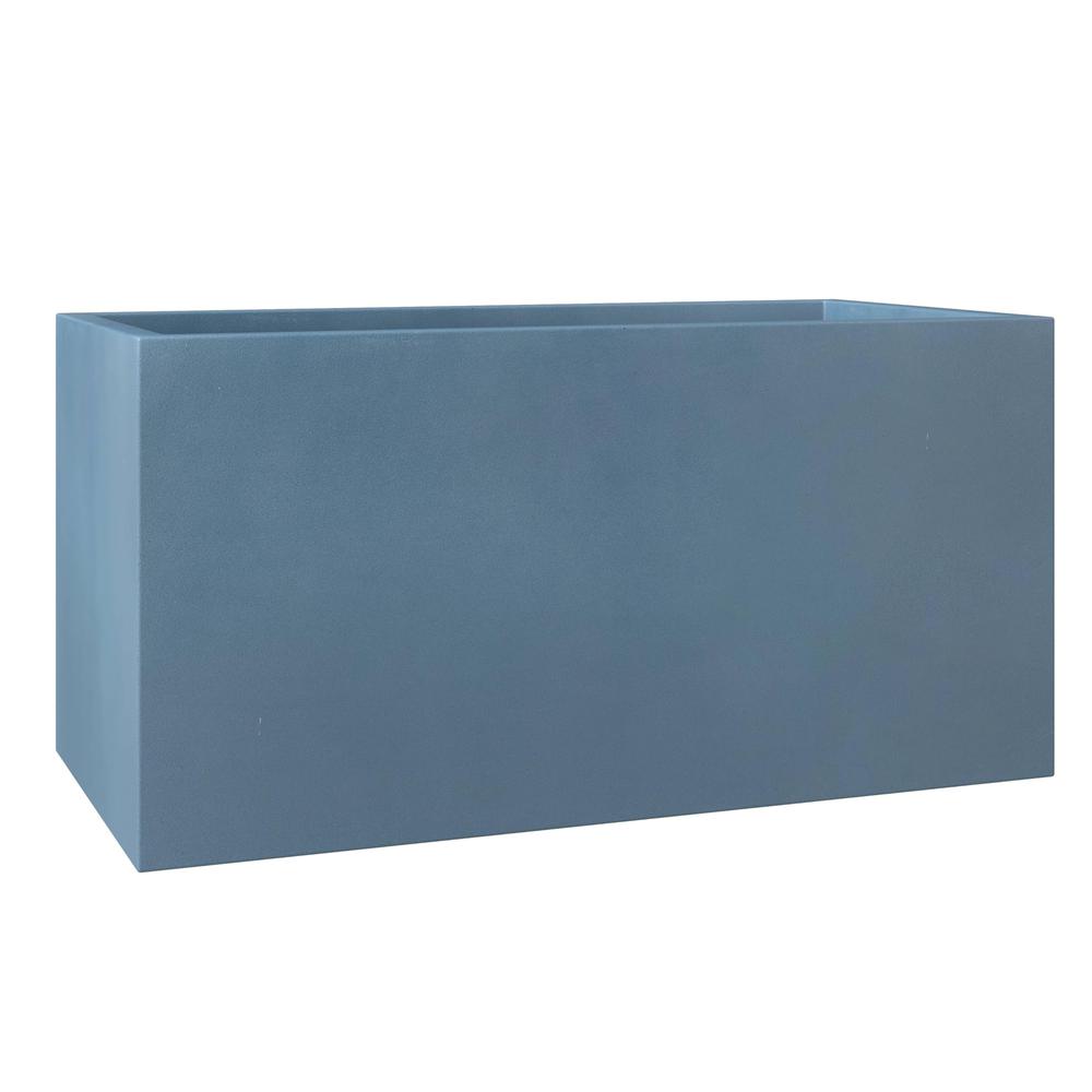 Bloom Series Poly Stone Planter 11.8" , 23.6" Long In Black Aged Concrete. Picture 1
